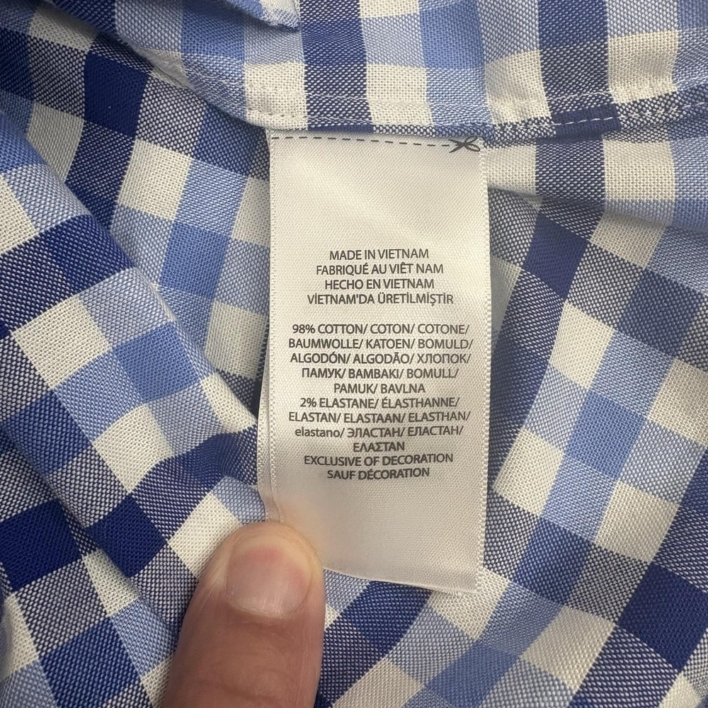 Ralph Lauren Check Shirt Mens Large Blue Slim Fit Button-Down Long Sleeve - Picture 9 of 9